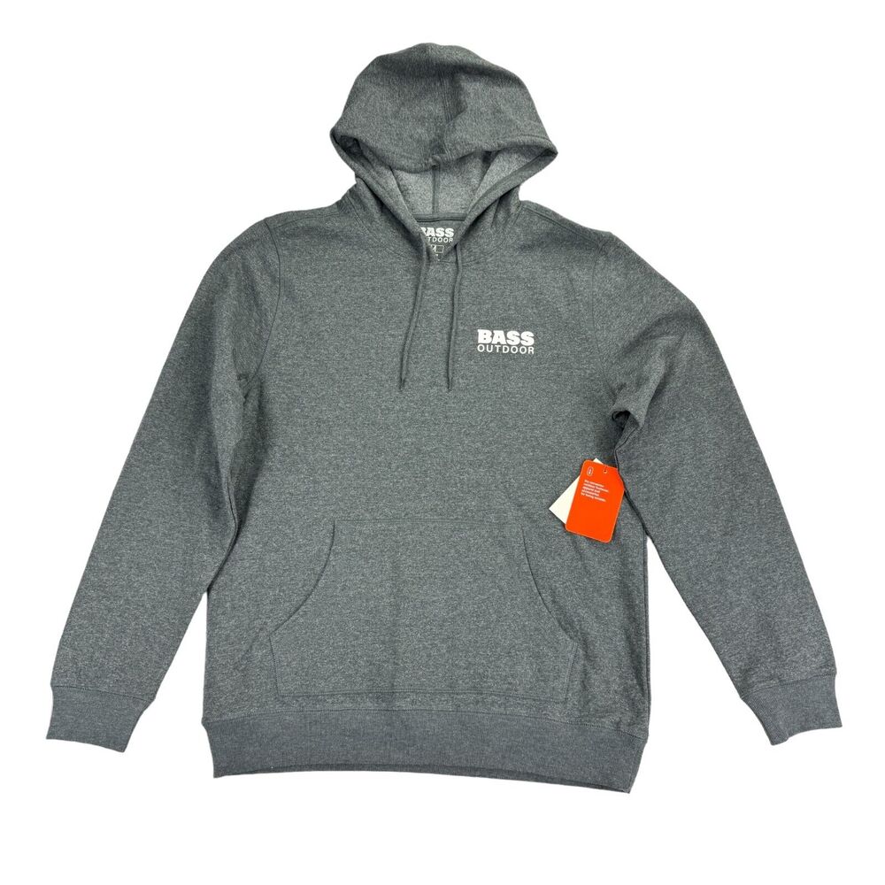Bass Outdoor Mens Stacked Logo Fleece Hoodie Charcoal Gray M